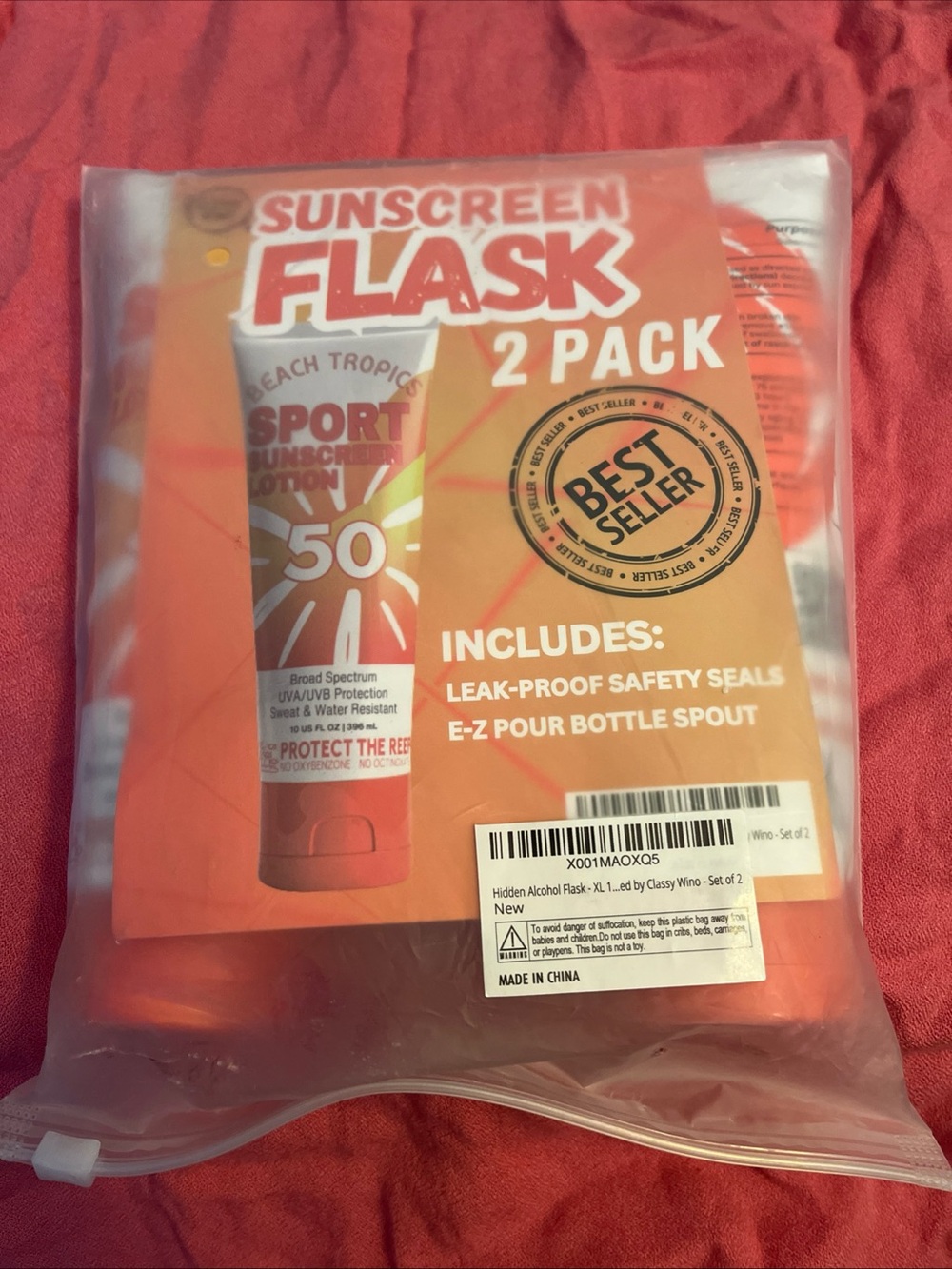 Tube Sunscreen Flasks 2-10 Ounce Flasks New In Bag By Classy Wino
